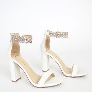 Lulu’s Mylan White Ankle Strap Heels